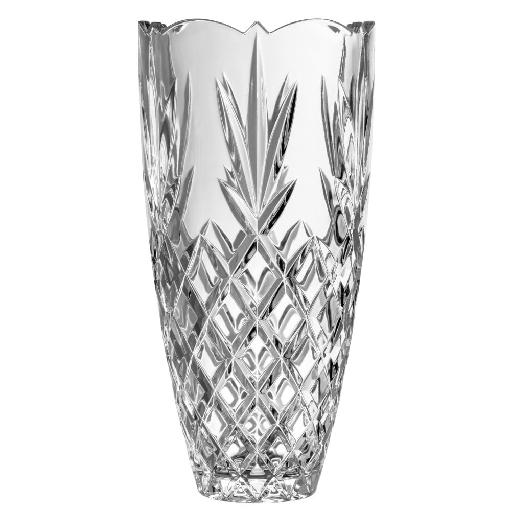 Elegant Clear Crystal Bouquet Vase with Intricate Cut Design
