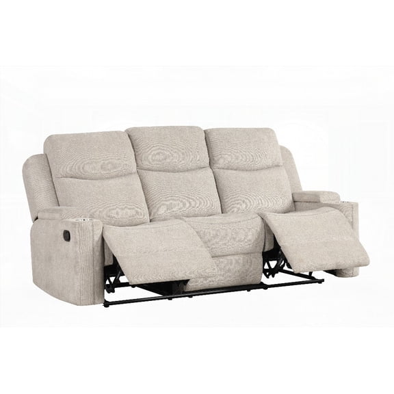 Galya Light Gray Chenille Motion Sofa with Pocket Coil & Storage Arm|D25 Foam