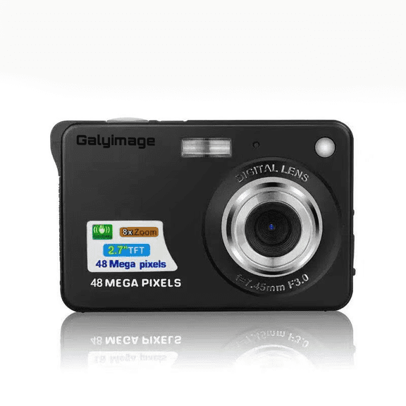 Galyimage Portable Digital Camera, 48MP Compact Point and Shoot Camera with 8X Digital Zoom 2.7 Inch TFT Screen for Students Beginners Travel Photography