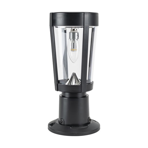 Gama Sonic Amphora 1-Light Black Plastic Solar Outdoor Weather Resistant Post Light Set with Solar LED Bulb