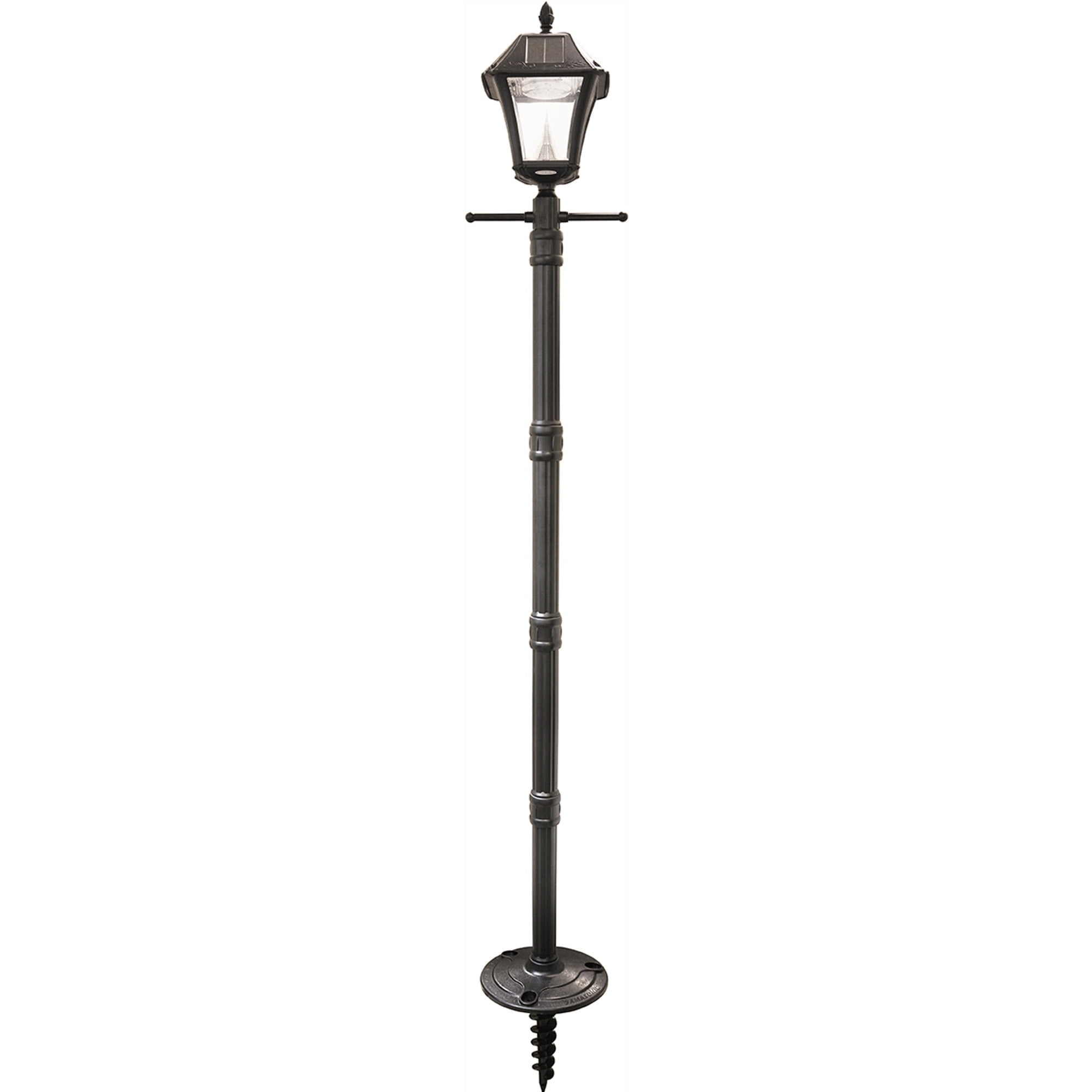 Baytown II Black Solar LED Lamp Post with Clear Plastic Lens