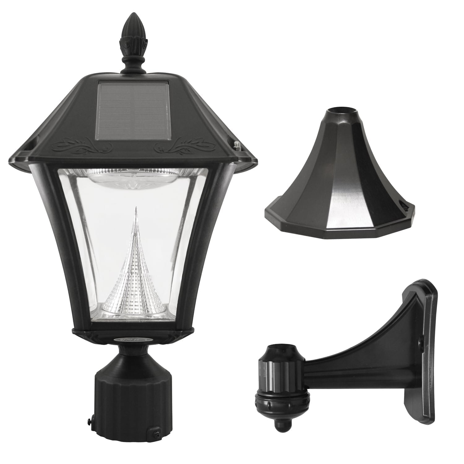 Black Solar Powered LED Dusk to Dawn Lantern Post