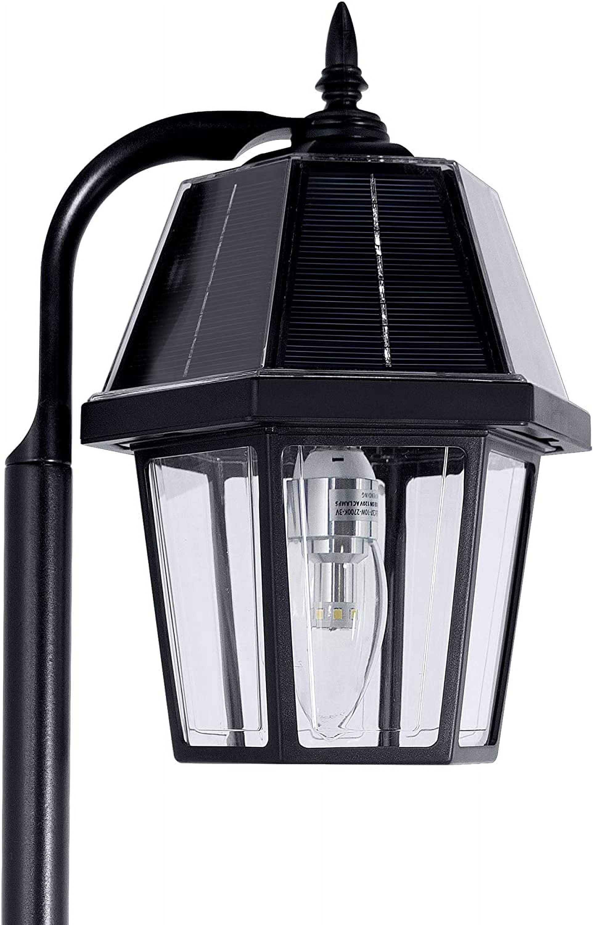 Gama Sonic Black Solar Garden Light, Shepherd Hook Style Landscape Solar Pathway Light, Resin Acrylic Lamp, Cast Aluminum Post, 21 inch Tall for Walkway and Gardens Bright 80 Lumens, 1 Pack (148101)