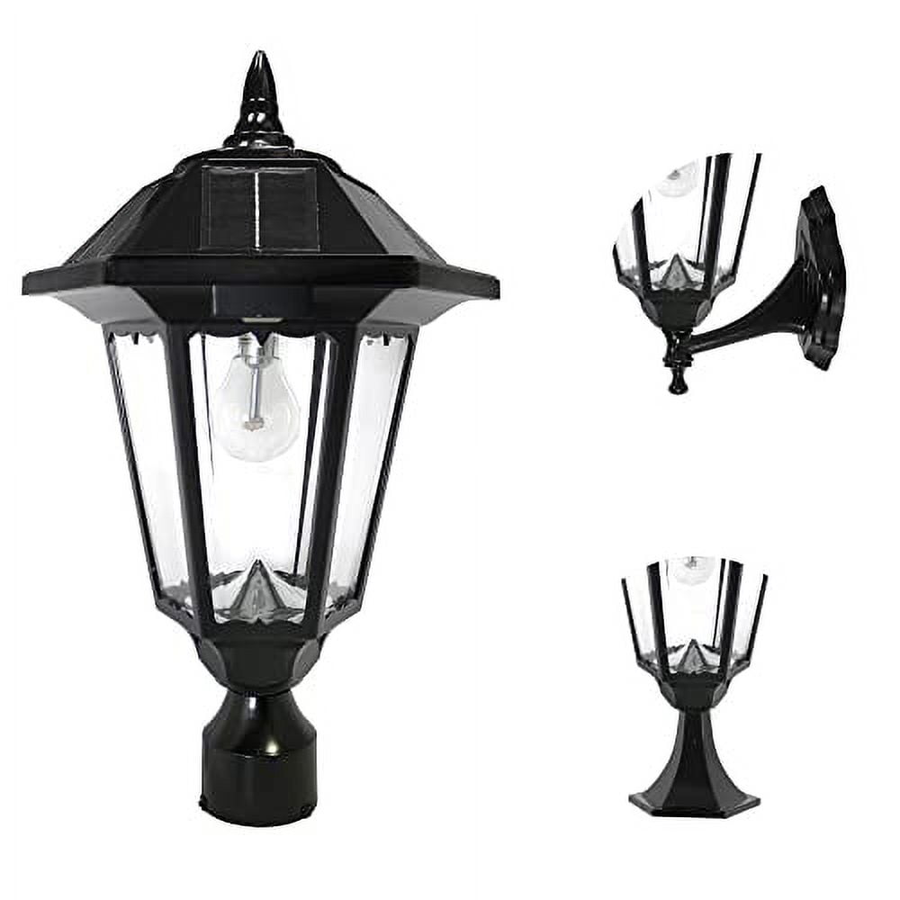 Black Cast Aluminum Solar LED Outdoor Lamp Post Light