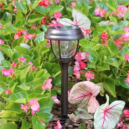 Gama Sonic Bronze Solar Garden Light with Dual Color Bulb - 4PK