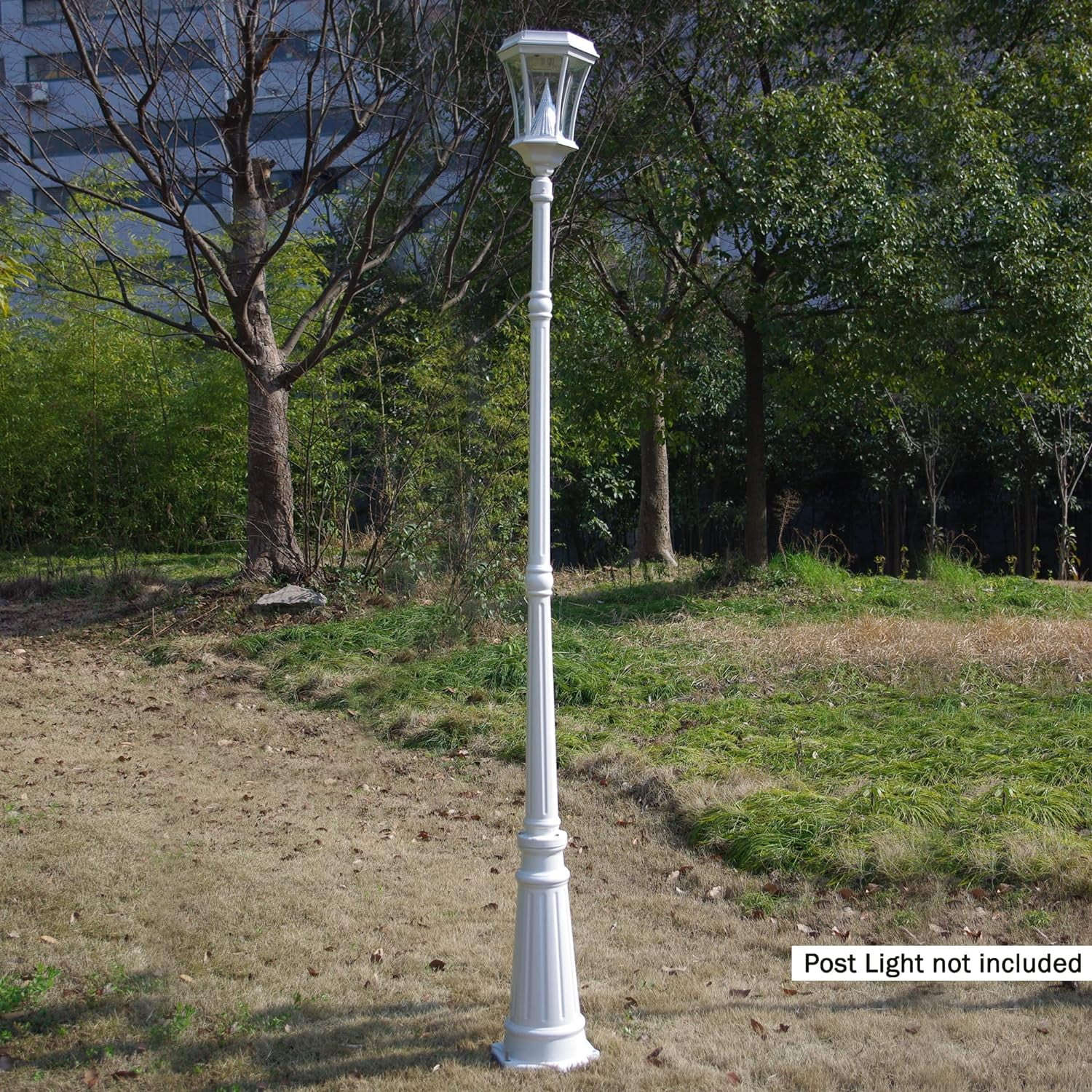 Elegant White Cast Aluminum Outdoor Lamp Post, 79 Inches Tall