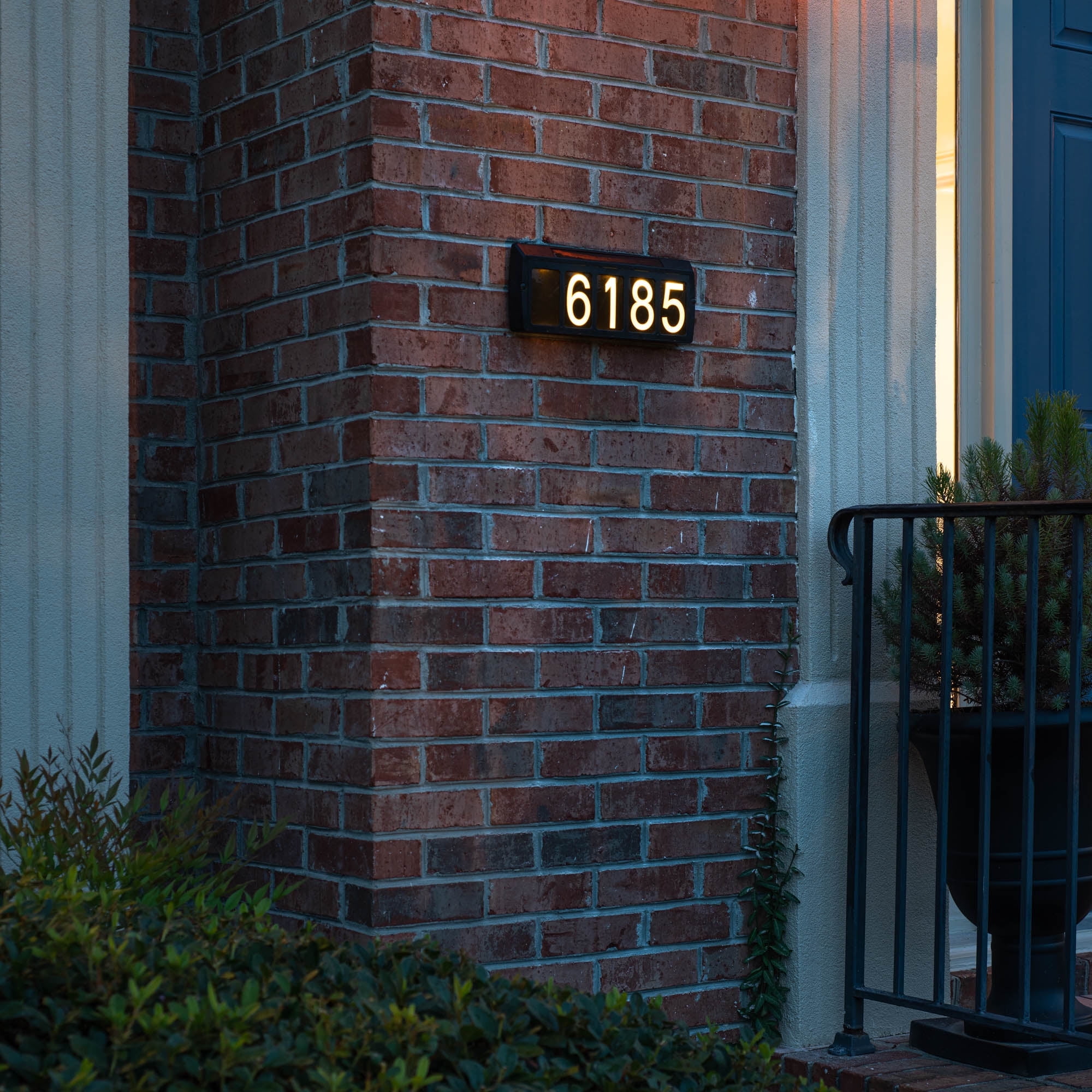 Black Solar Powered Illuminated Address Plaque with Dual Color LED