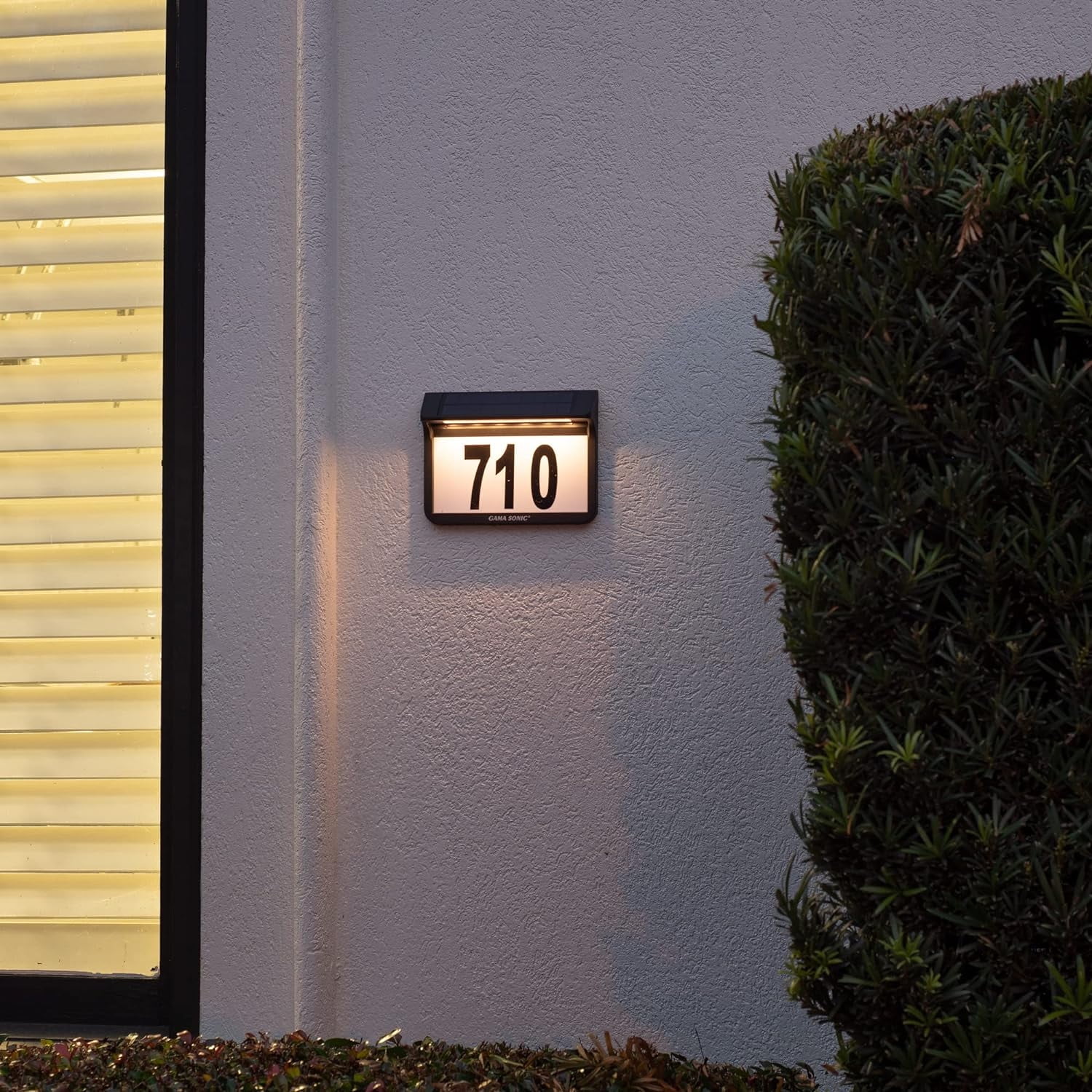 Black Solar Powered Metal Address Plaque with LED Light