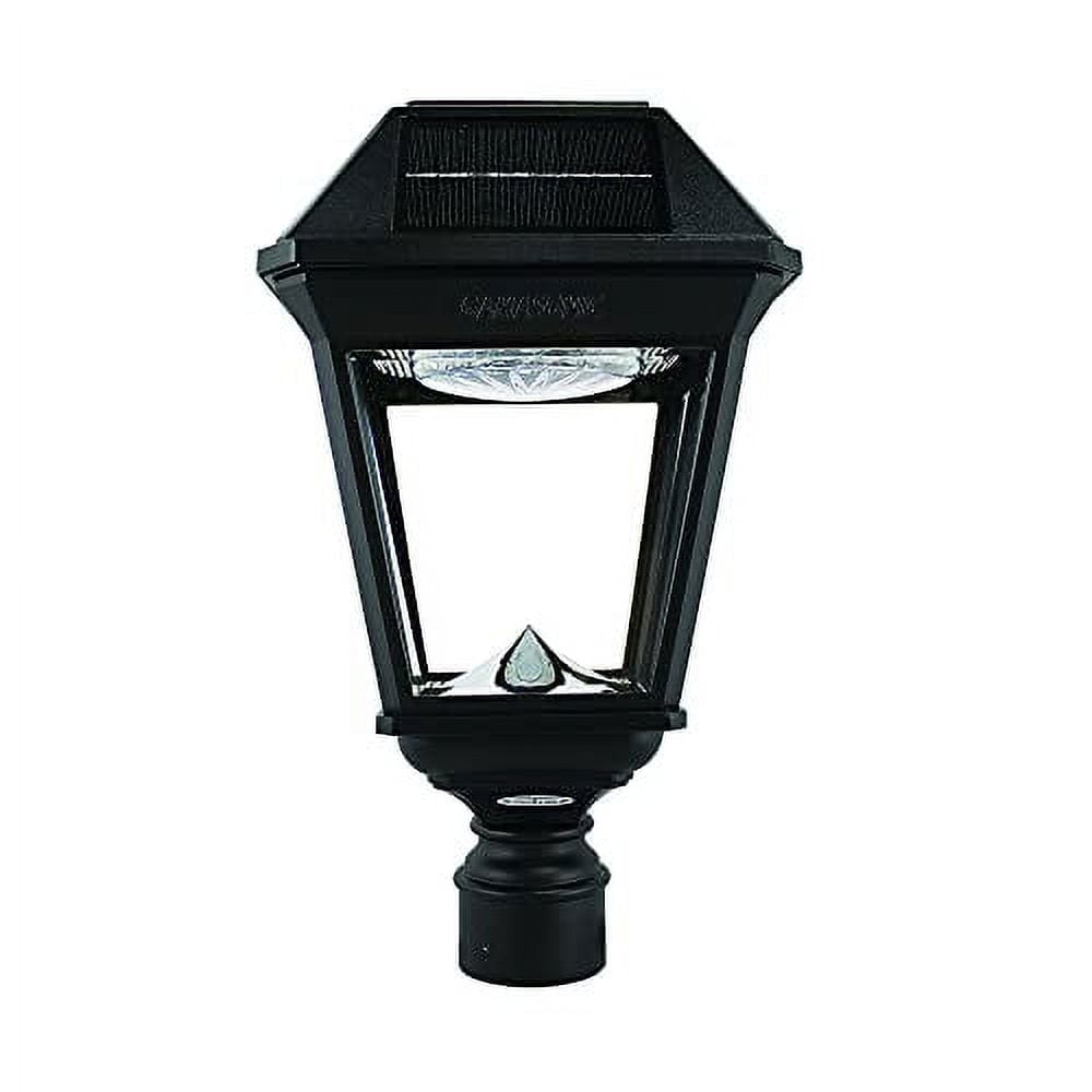 Gama Sonic Imperial III Solar Post Light, Black Aluminum and Beveled Glass, Outdoor Lamp, Dual Color Temperature, 3-inch Fitter for Lamp Posts or Pier Mount (Sold Separately) 97K012