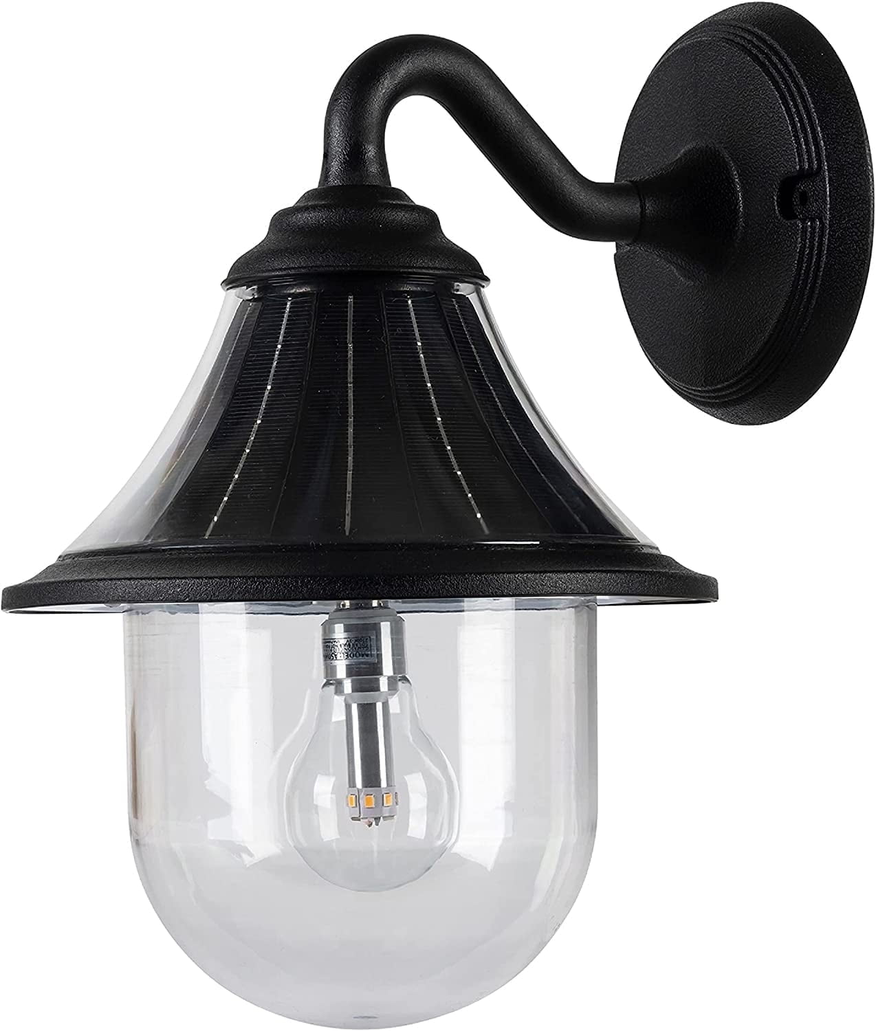 Black Solar Powered Industrial Lantern Wall Light