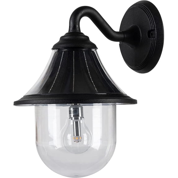 Gama Sonic Orion Solar Light with GS Solar LED Light Bulb - Wall Mount - Black Finish