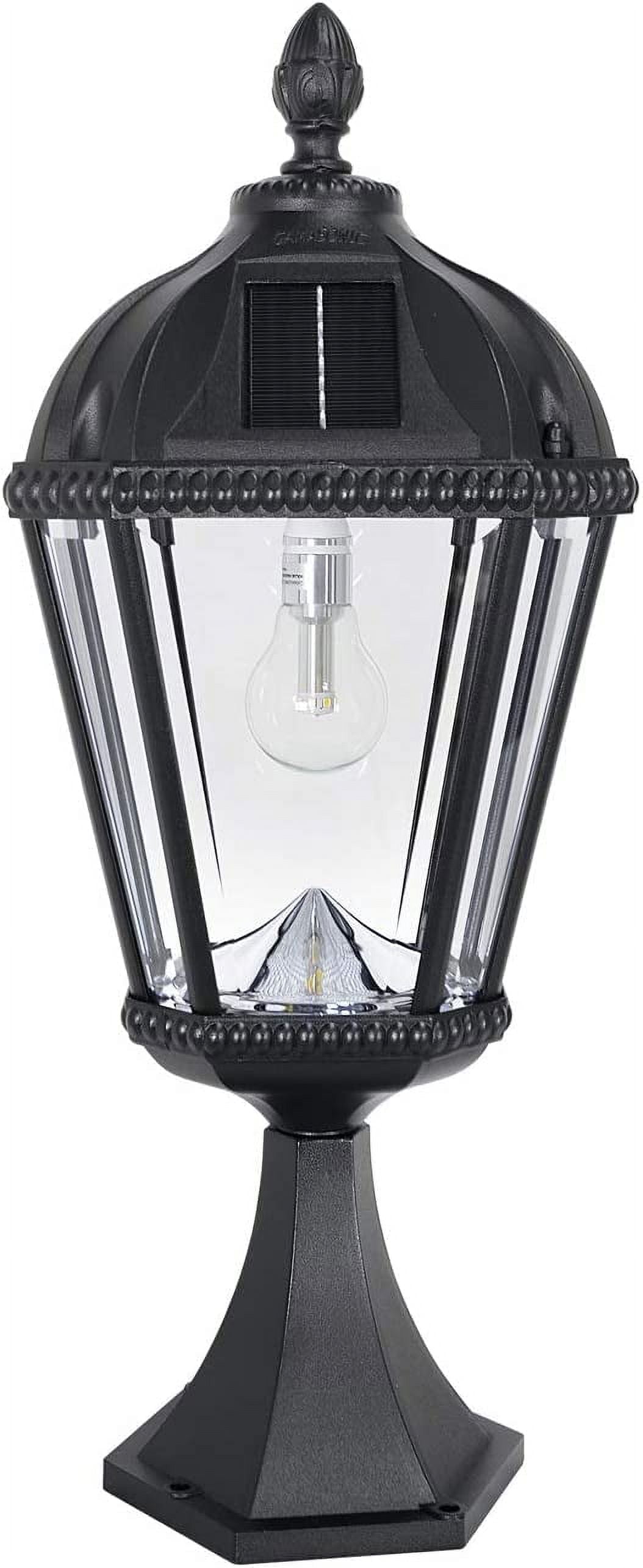 Black Aluminum and Glass Solar LED Lamp Post