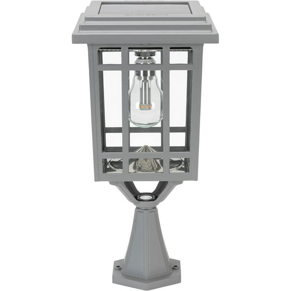 Gama Sonic Prairie Bulb Solar Light with GS Solar LED Light Bulb - Wall/Pier/ 3 Inch Fitter Mounts - Gray Finish