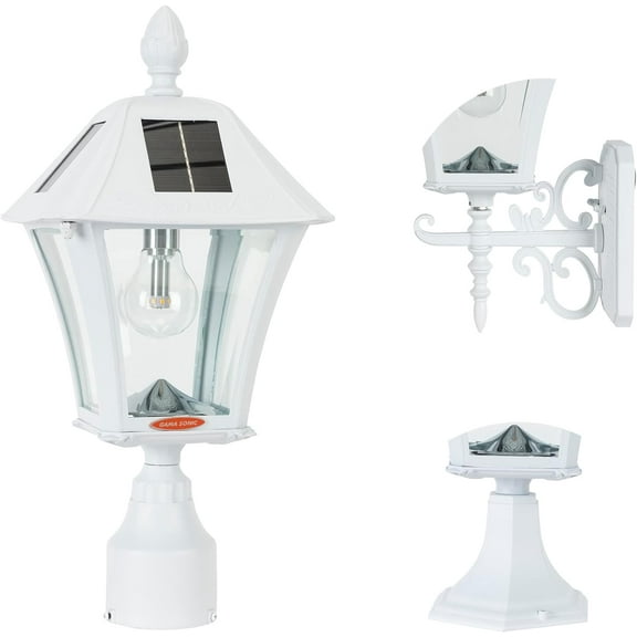 Baytown Bulb Solar Lamp - Wall/Pier/3" Fitter Mounts - White