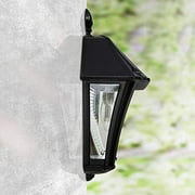 Gama Sonic Solar Outdoor Light Sconce, Baytown II Bulb, Warm-White LED, Black Resin, Classic Traditional Design, Wall Mount, 2-Pack (105BP250040)