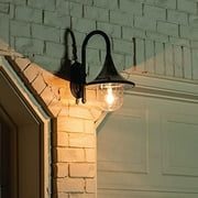 Gama Sonic Solar Post or Wall Light Outdoor Waterproof, Black Frame, 180 Lumens, 3in. Fitter for Lamp Posts or Wall Plate Mount (119BM50022)
