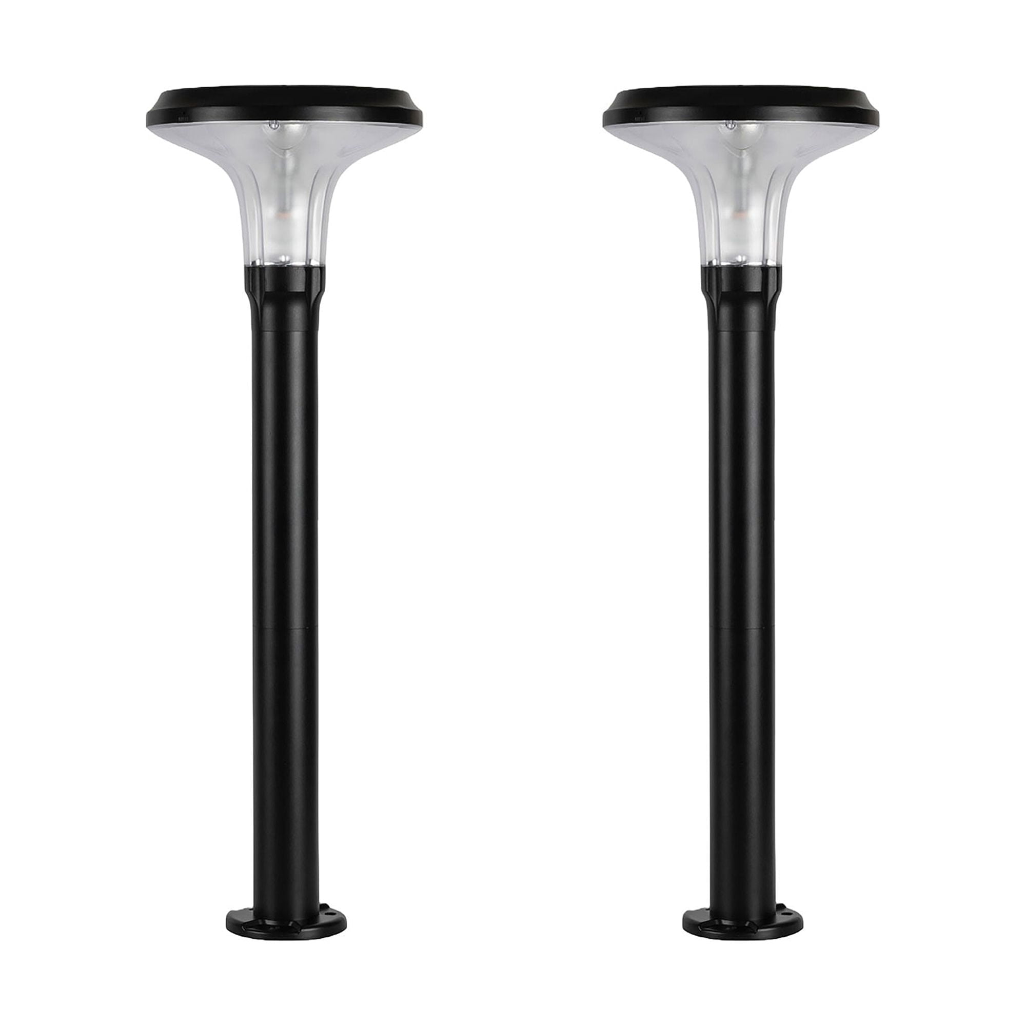 Black Aluminum LED Solar Pathway Bollard Lights, 2-Pack