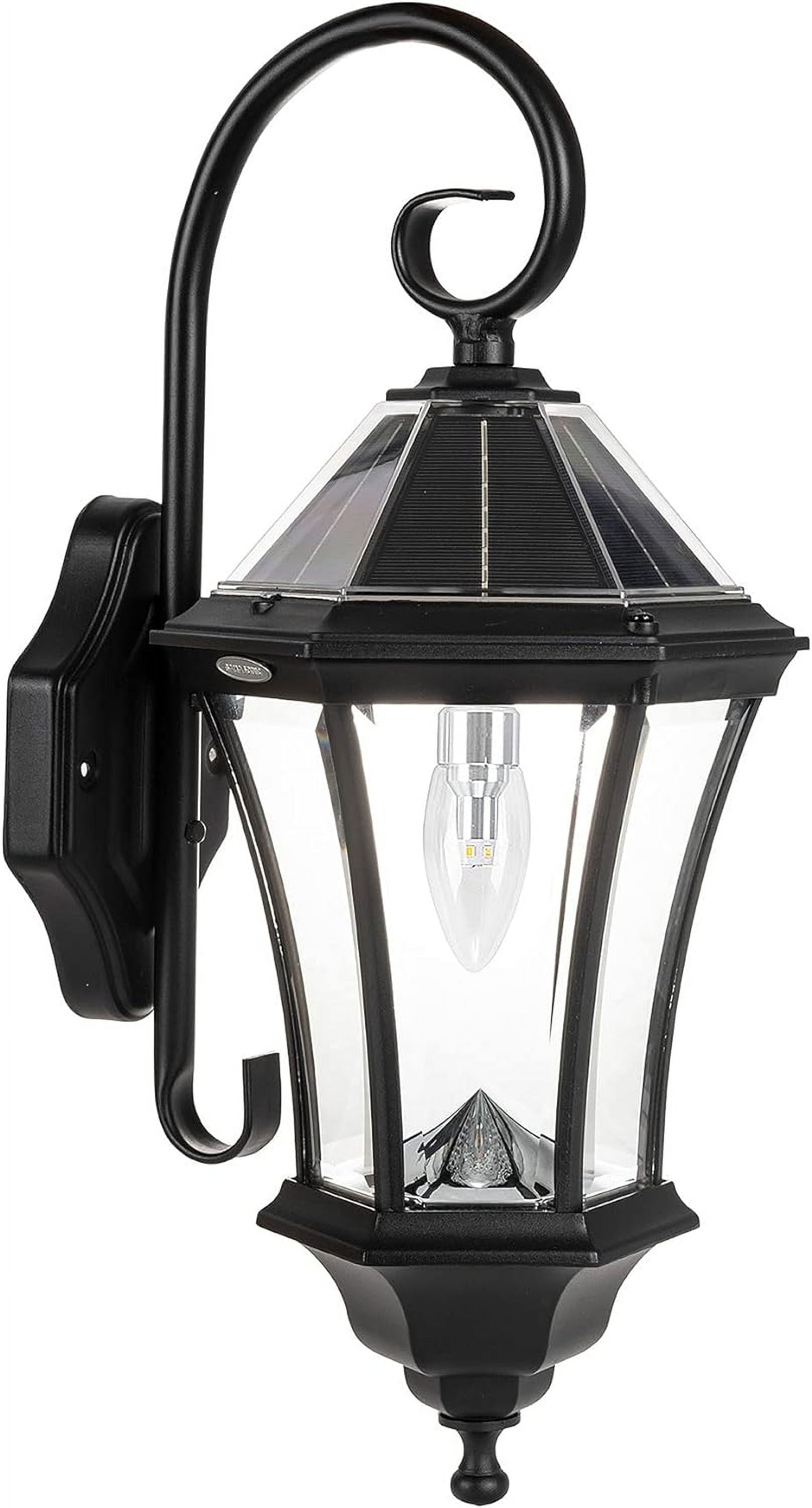 Gama Sonic Victorian Solar Wall Light, Outdoor Solar Lamp, Cast Aluminum Sconce, 150 Lumens Warm White LED, Black (94BM50010)