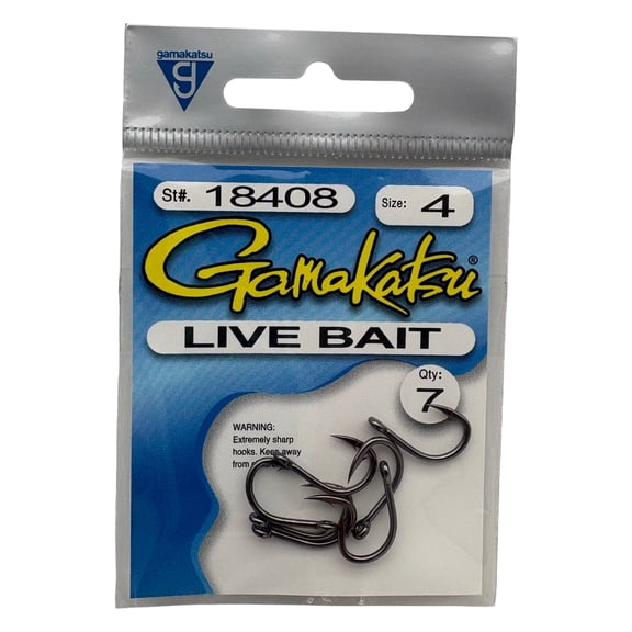 Gamakatsu Live Bait Hook Size 4 Needle Point Ringed Eye 18408