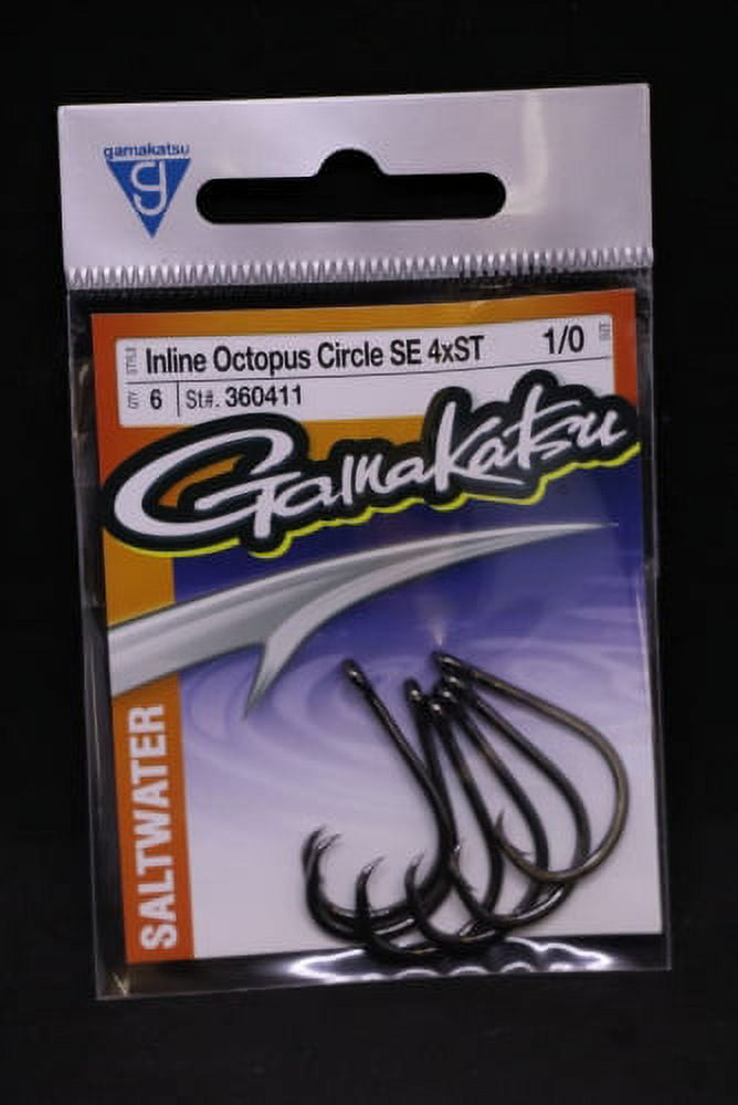 Gamakatsu Octopus Hooks, Circle 4X Strong, Straight Eye - Size 1/0