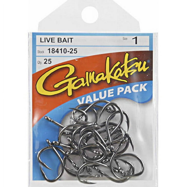 Gamakatsu Black Live Bait Hook, 25-Pack