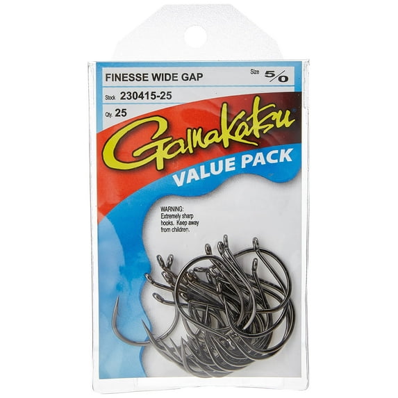 Gamakatsu Finesse Wide Gap Hook-Pack Of 25 Black, 1