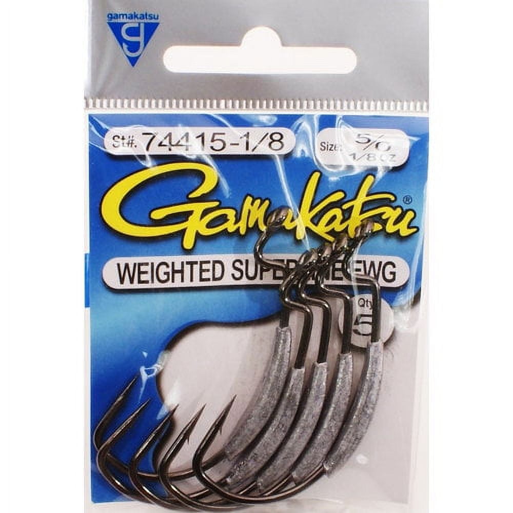 Gamakatsu Superline EWG Weighted Worm Hook, Size 4/0, 1/8oz, 5pk 