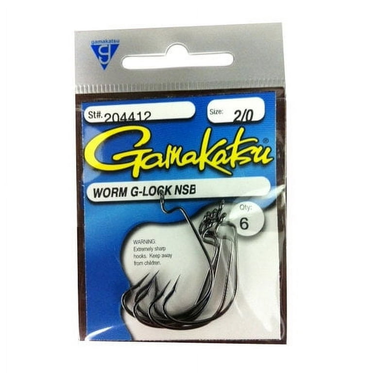 Gamakatsu Worm G-Lock Black Size 2/0 6pk 