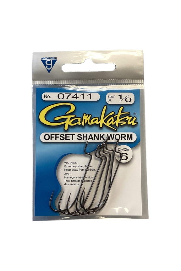 Worm Offset Black Size 1/0 6pk