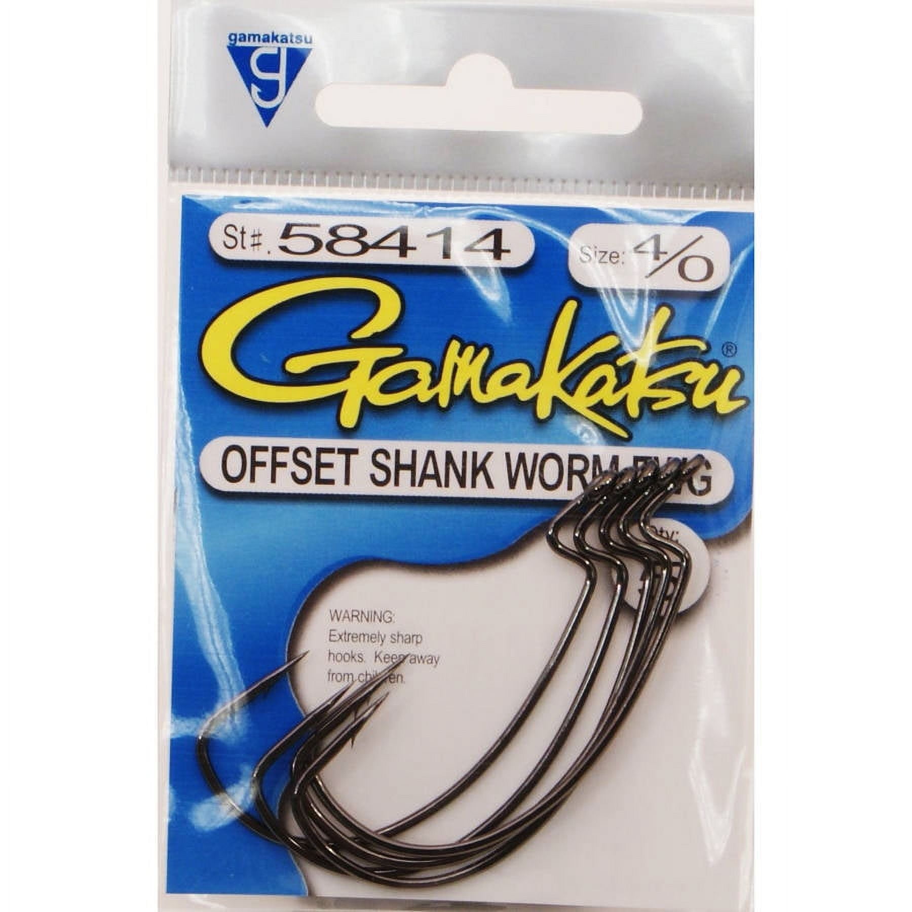 Gamakatsu Worm Offset EWG Hook in High Quality Carbon Steel, Size 4/0, NS  Black, 5-Pack
