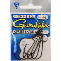 Gamakatsu Worm Offset Round Bend Hook in High Quality Carbon Steel, NS Black, Size 2/0, 6-Pack