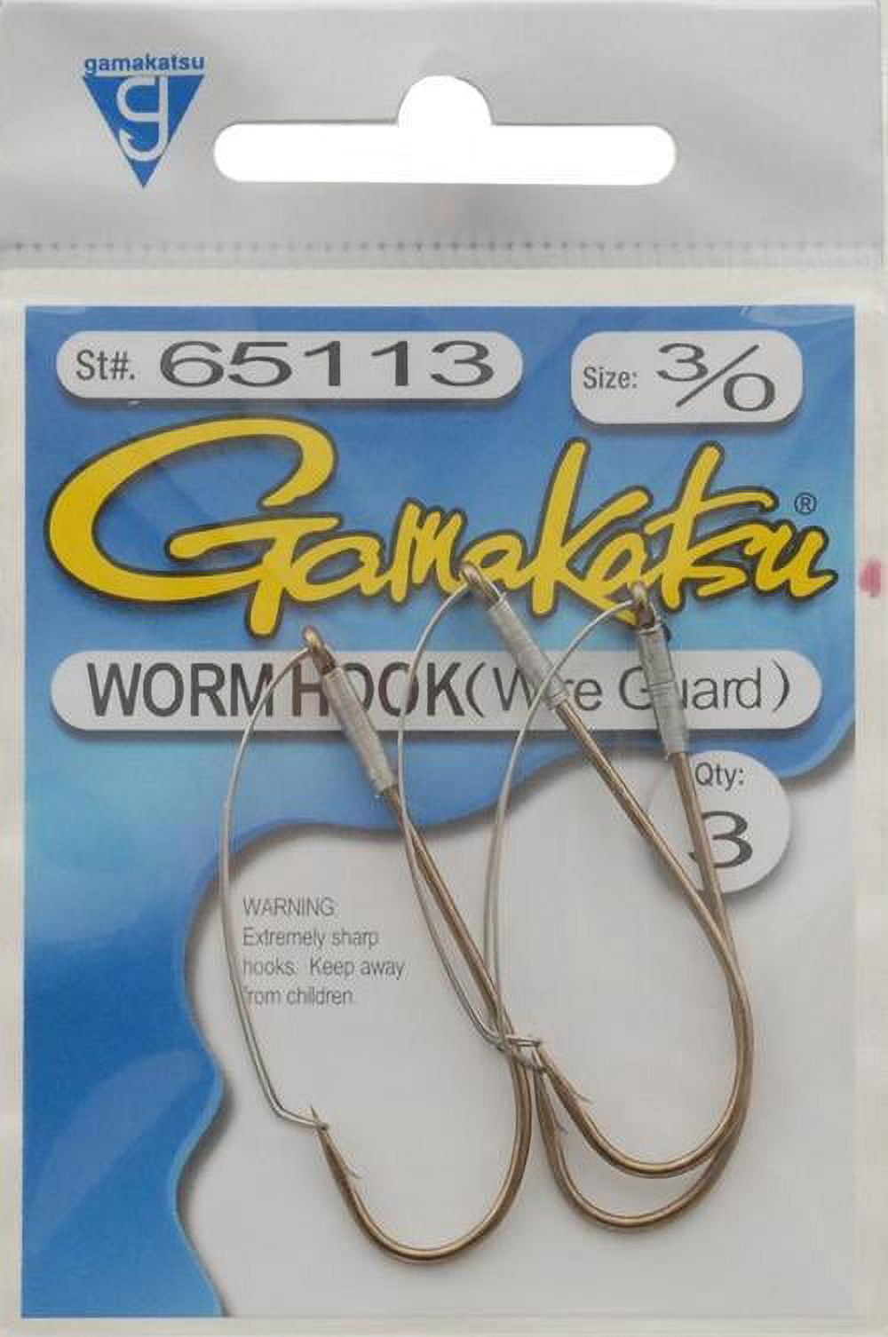 Gamakatsu Worm w/Wire Guard Bronze Size 3/0 3pk