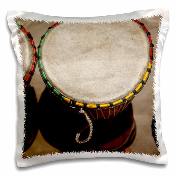 3dRose, Gambia, Banju, Wooden drums, musical instrument-AF18 CMI0063 - Cindy Miller Hopkins, 16x16 inch Pillow Case