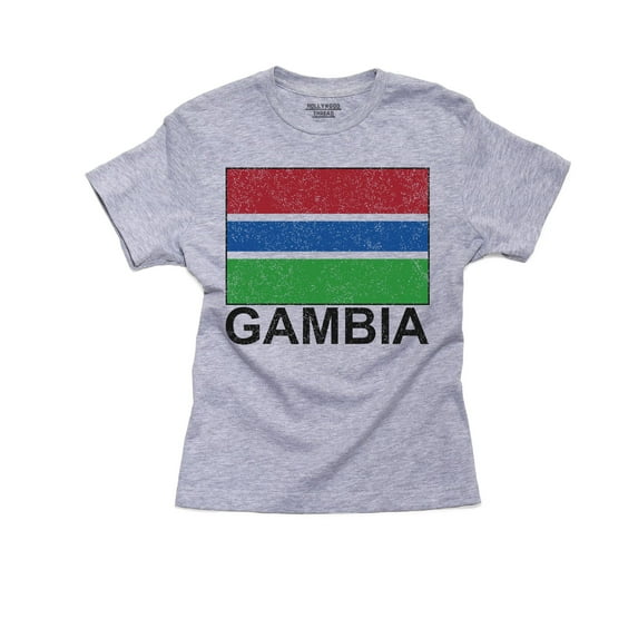 Gambia Flag - Special Vintage Edition Girl's Cotton Youth Grey T-Shirt