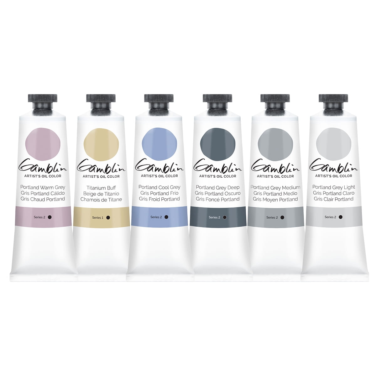 Gamblin Artist Oil Paint Set For Professionals - GREY SET - 37ml Tubes