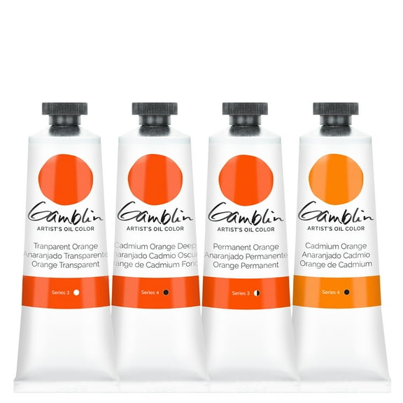 Gamblin Artist Oil Paint Set For Professionals - ORANGE SET - 37ml Tubes