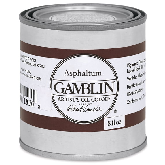 Gamblin Artist's Oil Color - Asphaltum, 8 oz Can
