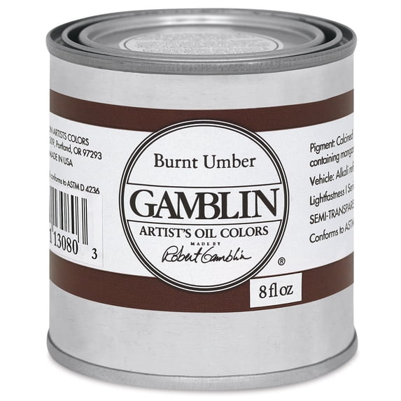 Gamblin Artist's Oil Color - Burnt Umber, 8 oz Can