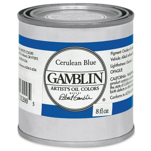 Gamblin Artist's Oil Color - Cerulean Blue, 8 oz Can