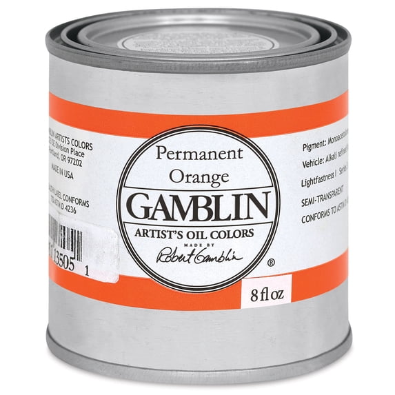 Gamblin Artist's Oil Color - Permanent Orange, 8 oz Can