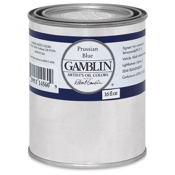 Gamblin Artist's Oil Color - Prussian Blue, 16 oz Can