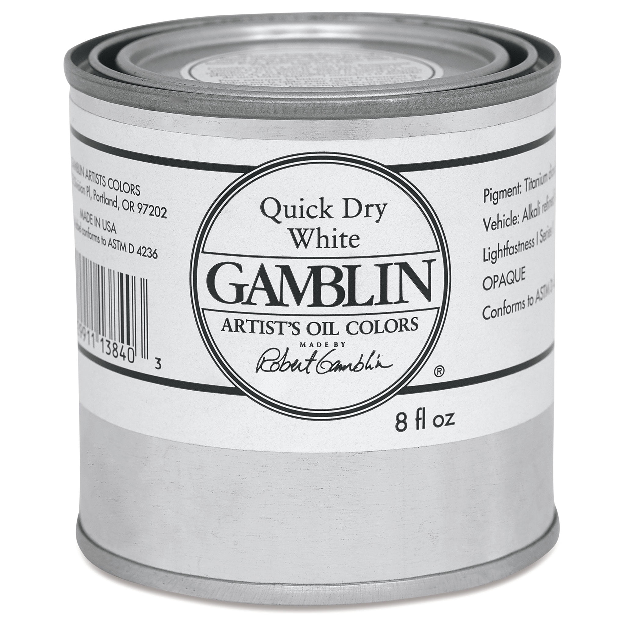 Gamblin Artist's Oil Color - Quick Dry White, 8 oz Can