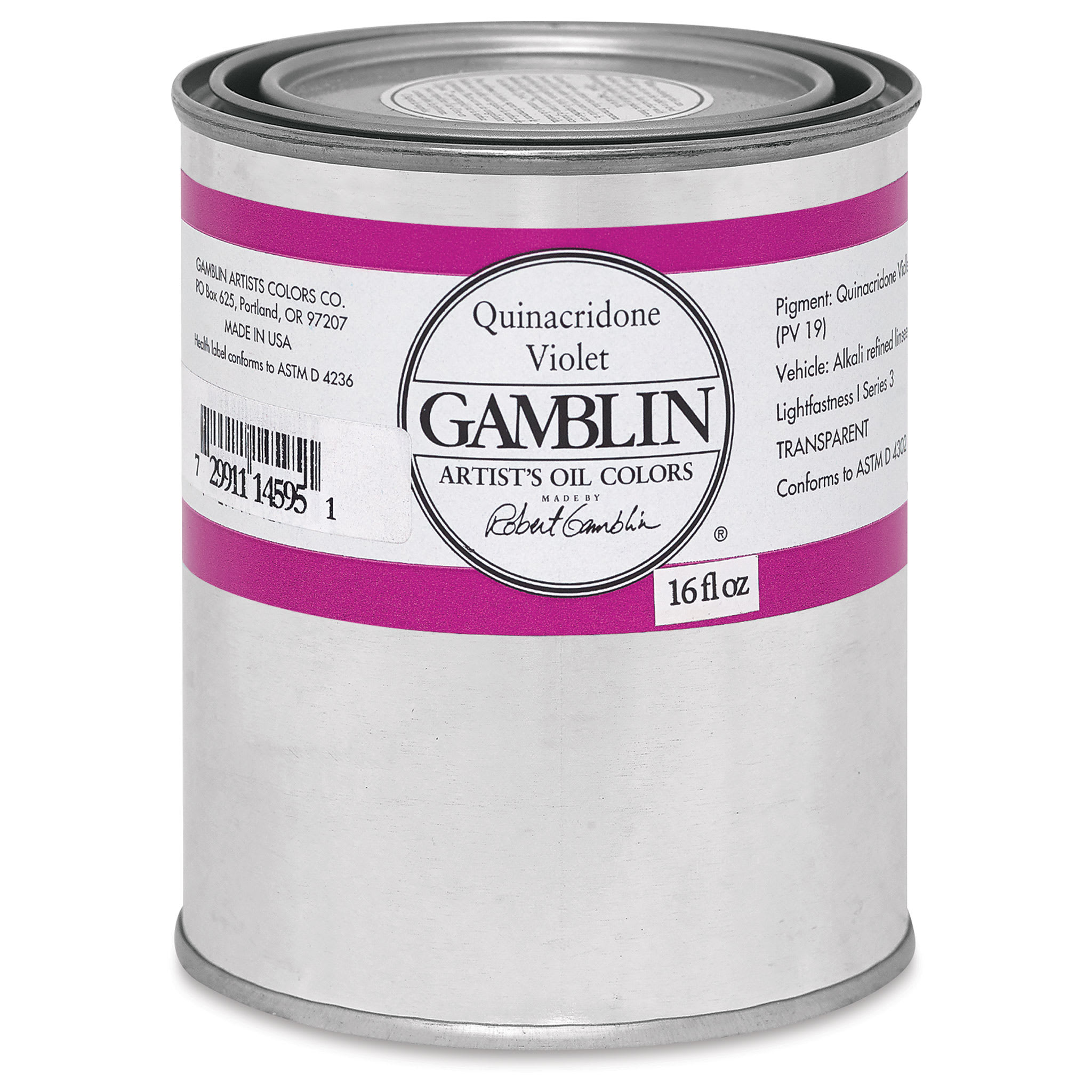 Gamblin Artist's Oil Color - Quinacridone Violet, 16 oz Can - Walmart.com