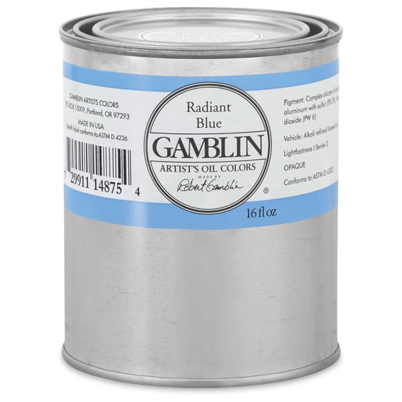 Gamblin Artist's Oil Color - Radiant Blue, 16 oz can