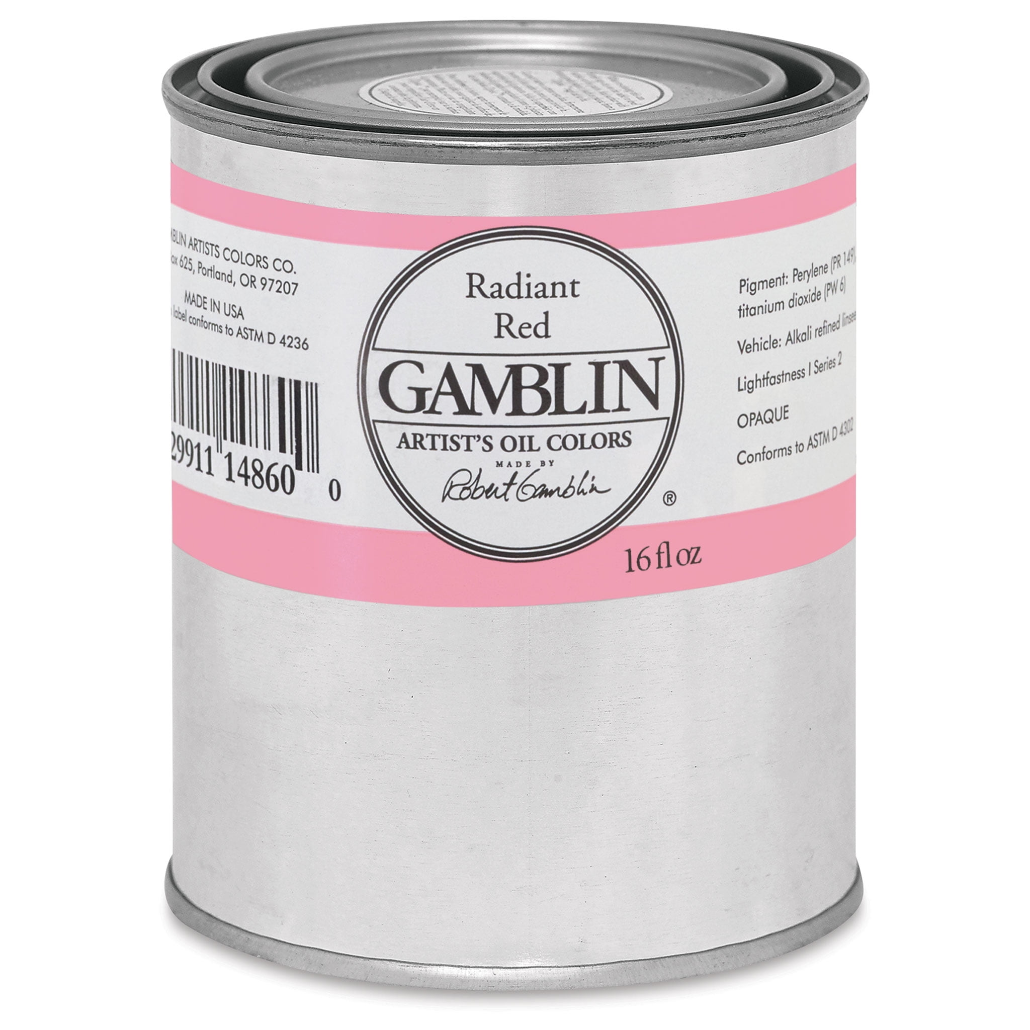 Gamblin Artist's Oil Color - Radiant Red, 16 oz Can - Walmart.com