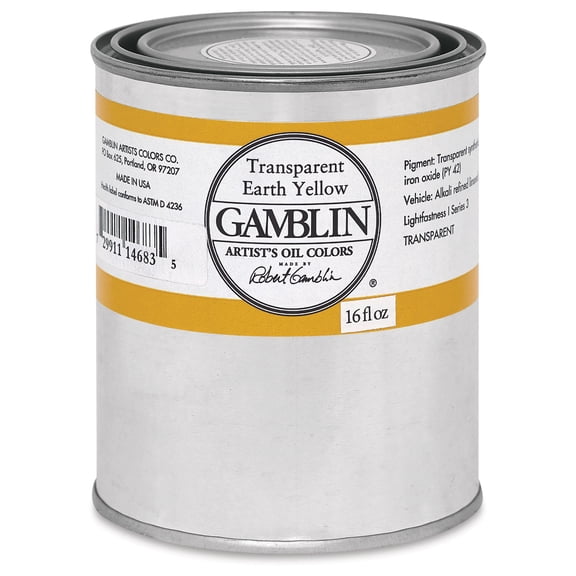 Gamblin Artist's Oil Color - Transparent Earth Yellow, 16 oz Can