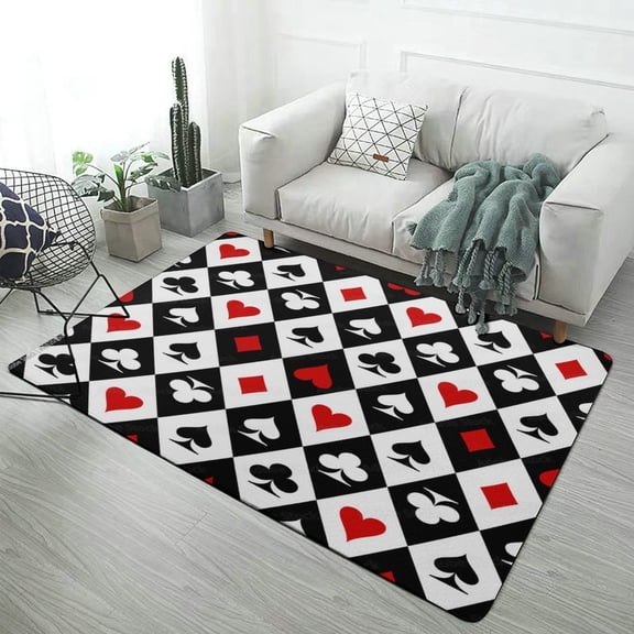 Gambling Casino Cards Carpet Soft Comfy Rug for Home Living Room Bedroom Area Rug Non-slip Doormat Decor
