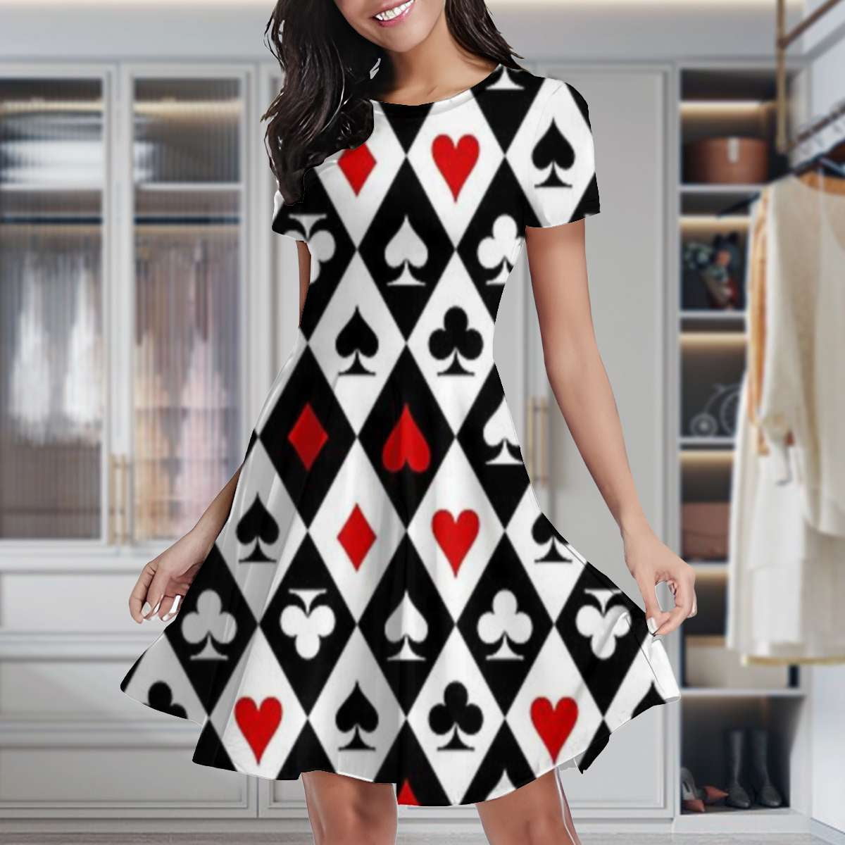 Gambling Casino Cards Women's Classic Swing Skater Dress Casual Work Party  Cocktail Dresses - Walmart.com