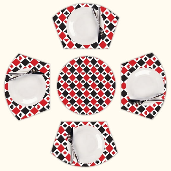 Gambling, Casino Gifts Round Table Placemats Set Of 5 Wedge Table Mats Washable Heat Resistant Place Mat For Dining Table Kitchen Farmhouse Restaurant