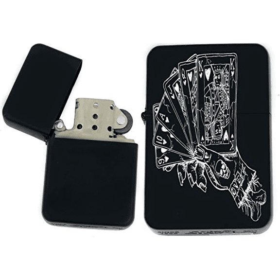 Gambling, Casino, Slot Machine, Skull, Four Aces Cards, Collection Gifts Infinity Black Matt Windproof Lighters! (CD-26)